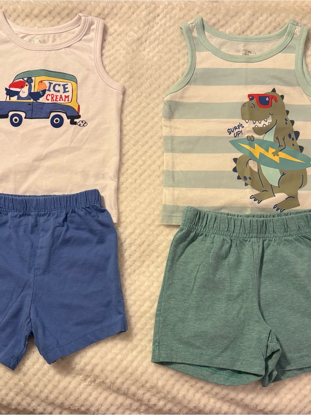Garanimals Boys Two-Piece Tank & Short Sets in White, Blue, Green/2 Set, $12.dls